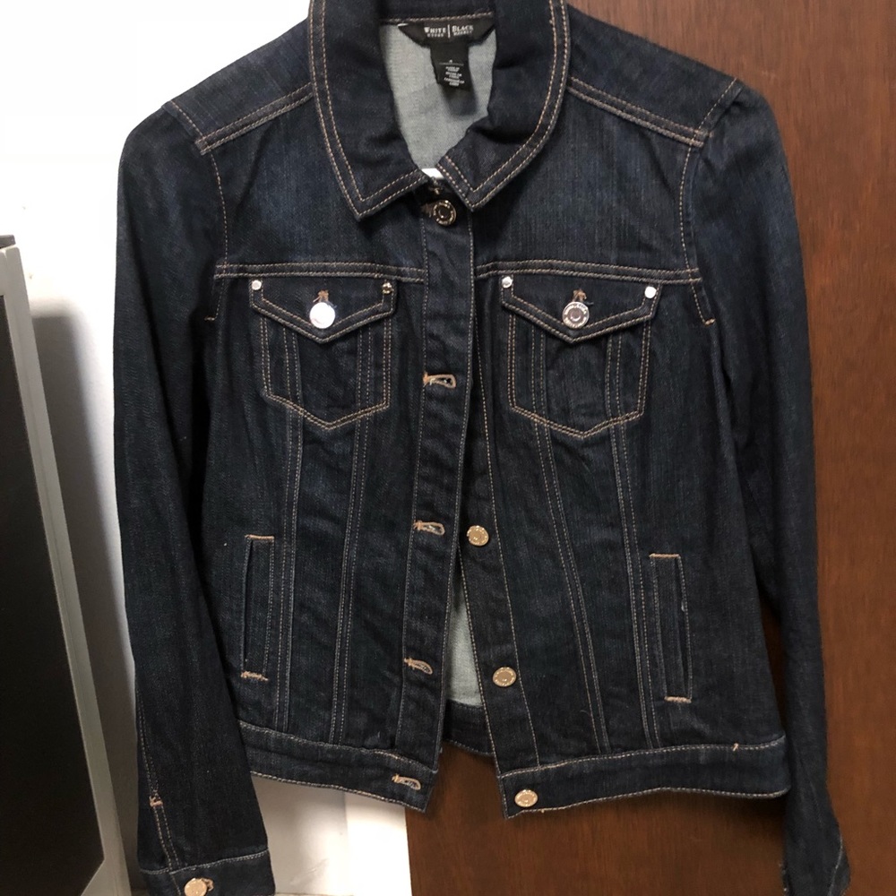 Black denim jacket, classic style, never worn